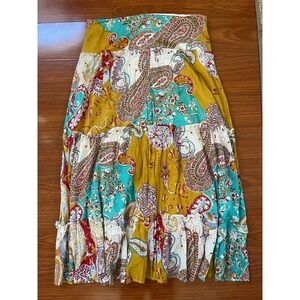 Live a Little Women's Maxi Tiered Skirt Paisley Bohemian Peasant Cottagecore